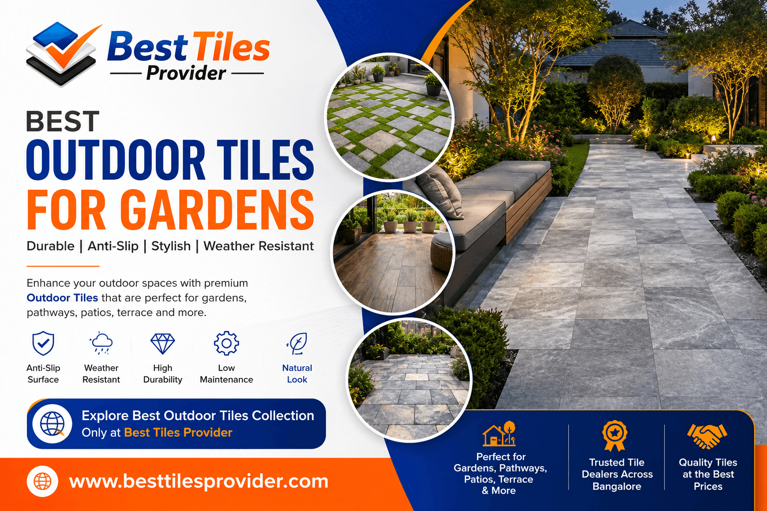 Best Outdoor Tiles for Gardens in Bangalore | Outdoor Garden Tiles | Best Tiles Provider