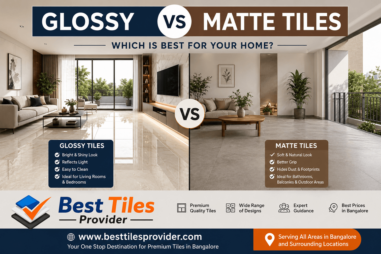 Glossy vs Matte Tiles: Which is Best for Bangalore Homes?