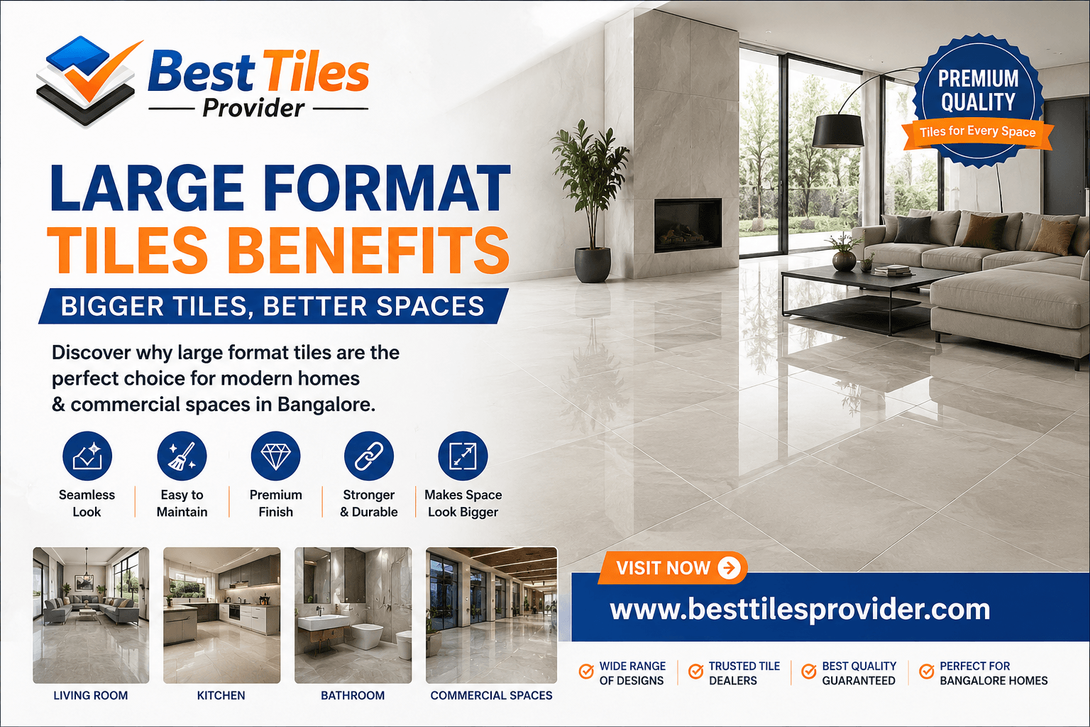 Large Format Tiles Benefits in Bangalore | Premium Modern Flooring Guide | Best Tiles Provider
