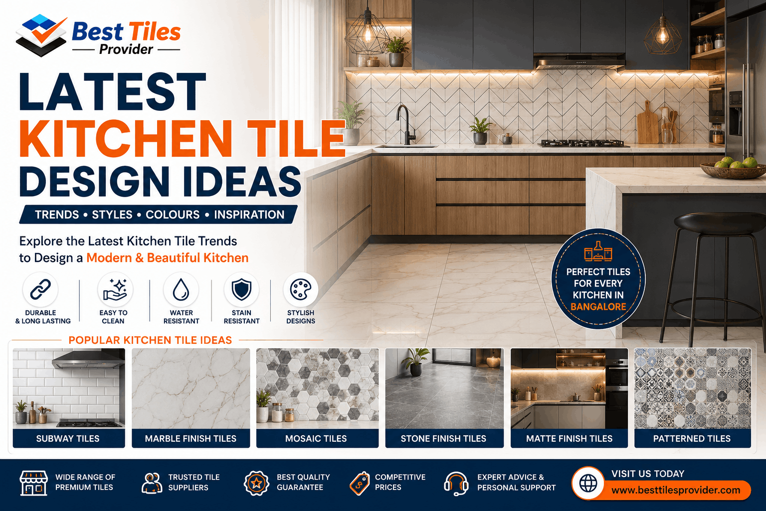 Latest Kitchen Tile Design Ideas 2026 | Modern Kitchen Tiles in Bangalore
