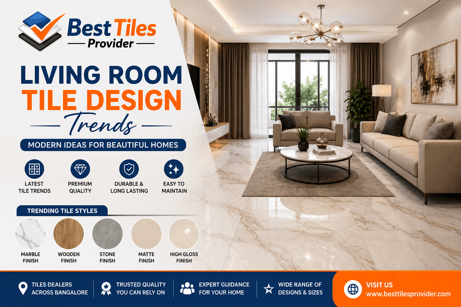 Living Room Tile Design Trends 2026 | Modern Flooring Ideas for Bangalore Homes