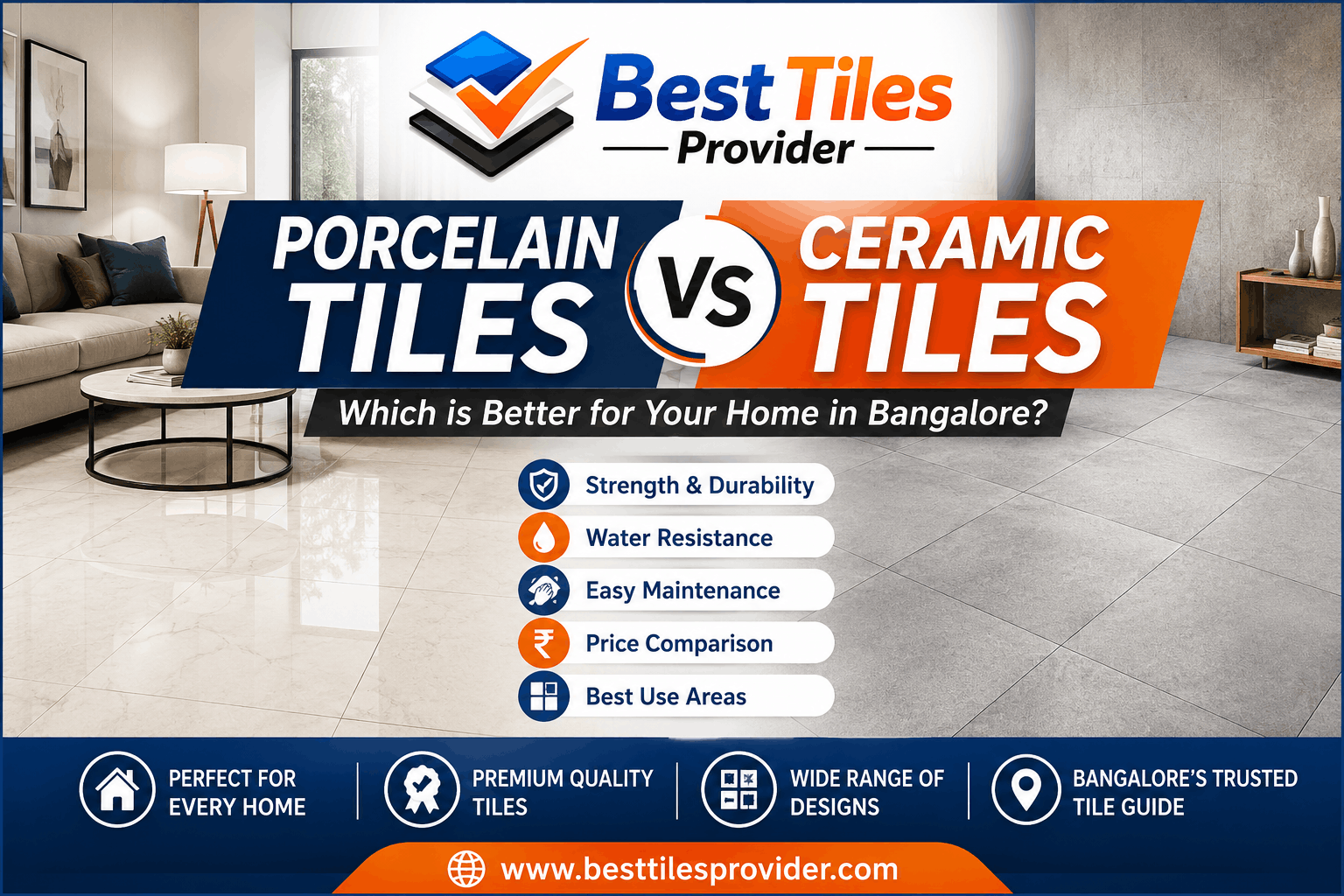 Porcelain Tiles vs Ceramic Tiles: Which Is Better for Bangalore Homes? | Best Tiles Provider